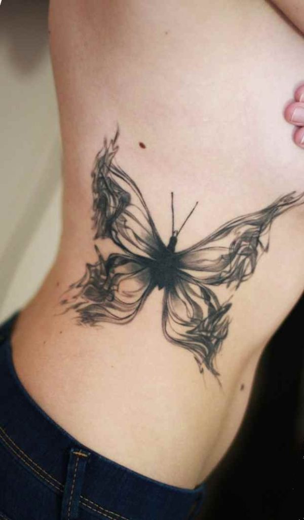 Butterfly tattoo design on ribs