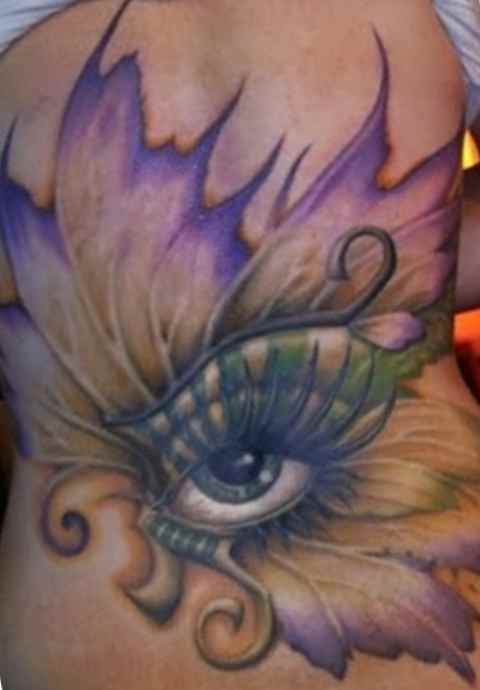 Butterfly and eye tattoos