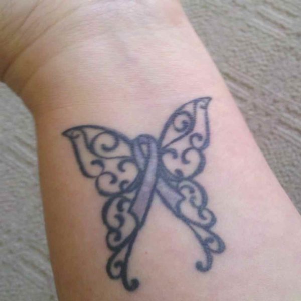 Cancer ribbon tattoo for girls