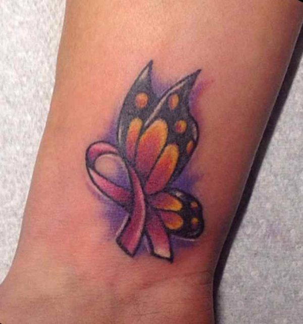 Cancer ribbon tattoo for women