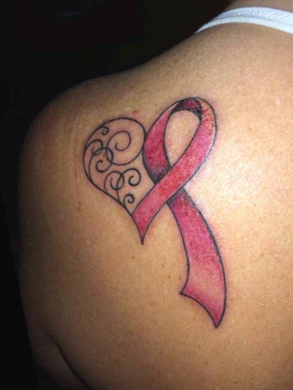 Cancer ribbon tattoo image
