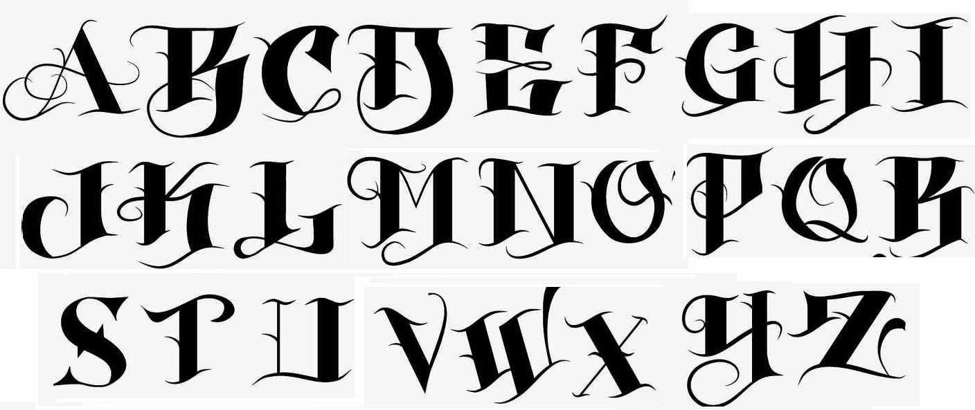 Tattoo lettering black font.