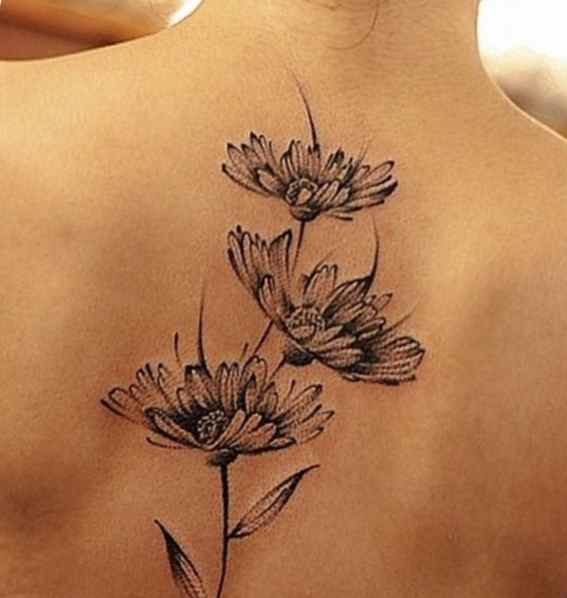 Flower tattoo black and grey