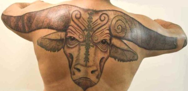 Big bull tattoo back