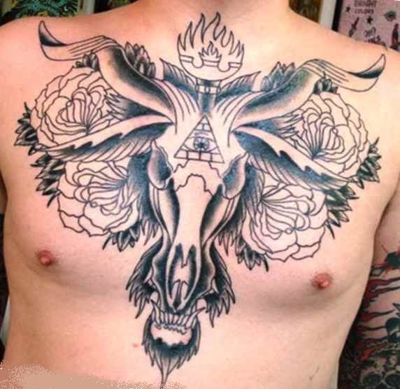 Bull tattoo chest