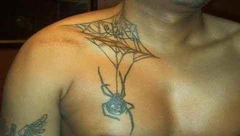 Spider web tattoo chest