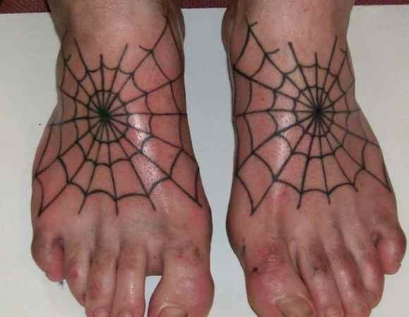 Spider web tattoo feet