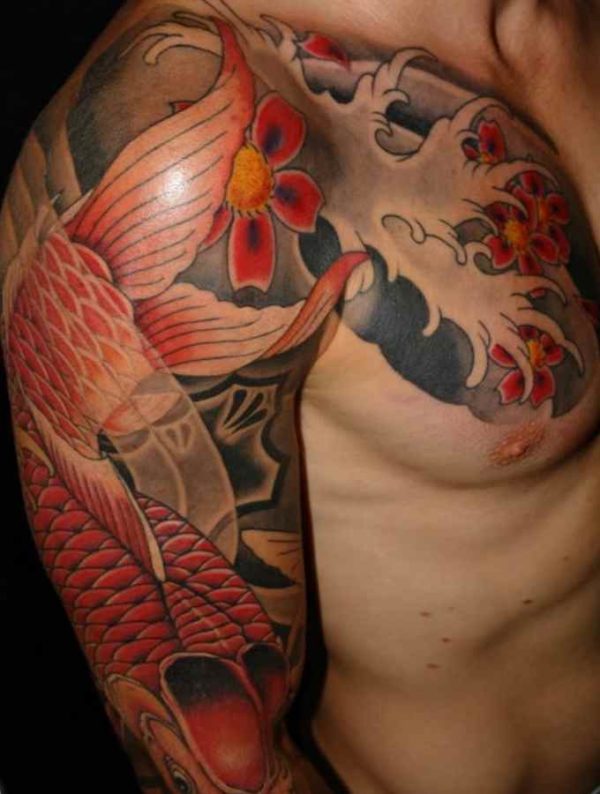 Koi fish tattoo half sleeve