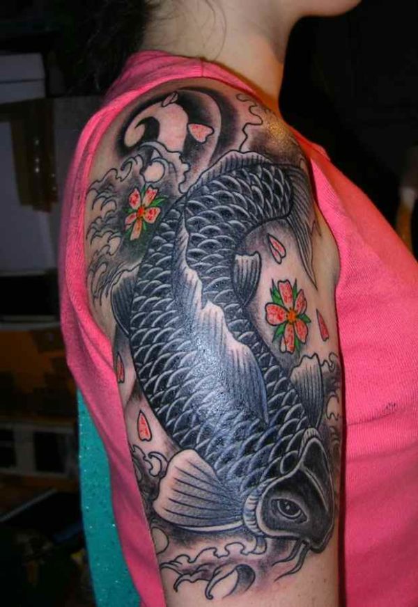 Koi fish tattoo half sleeve for girls