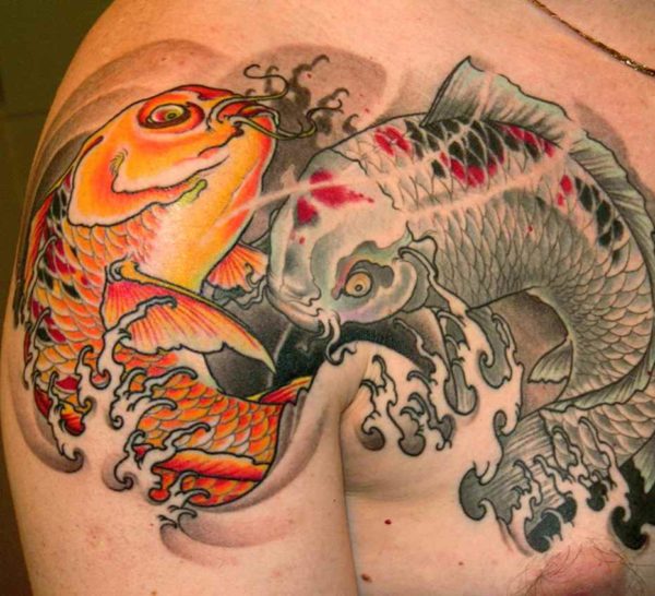 Koi fish tattoo shoulder