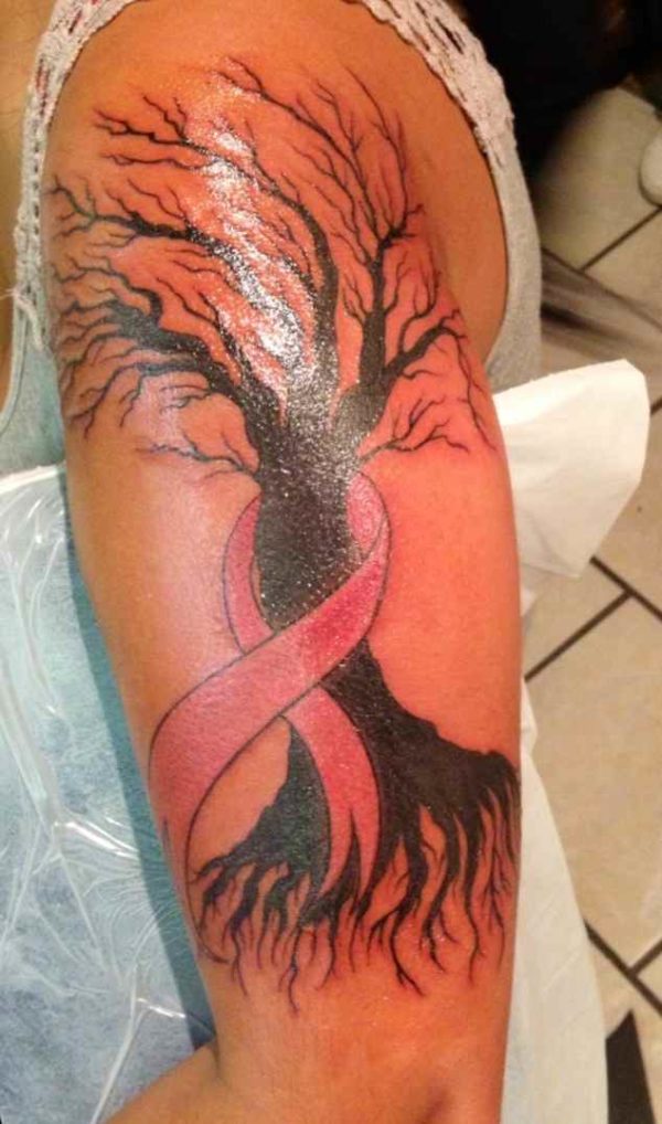 Breast cancer tree tattoo