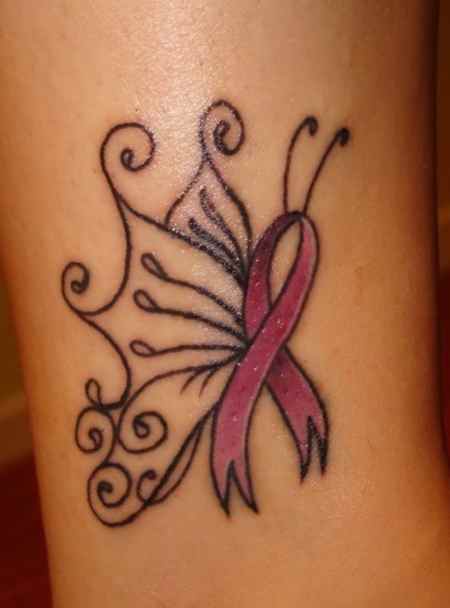 Breast Cancer Ribbon Tattoos