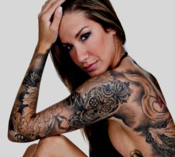 Tattoo sleeve for women black and white