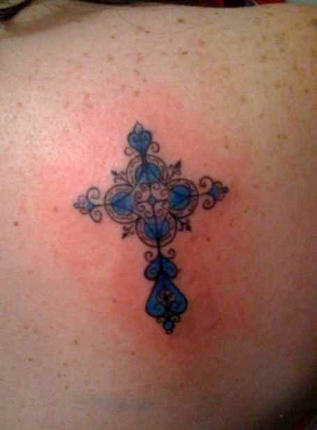 Cross Blue Faith Tattoo