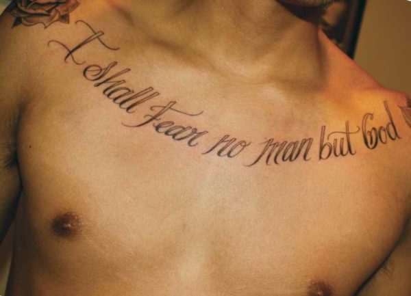Chest tattoos for men quotes on chest