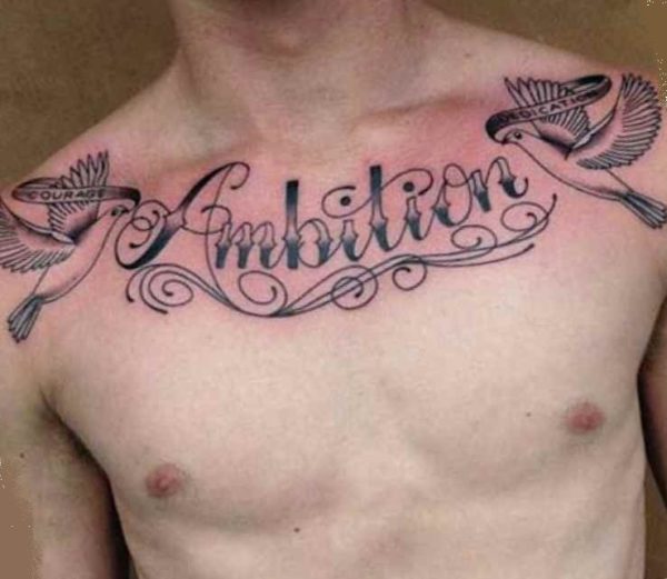 Chest tattoos for men words