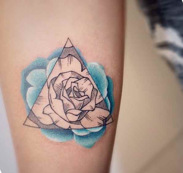 Cute meaningful tattoo Flowers in a triangle
