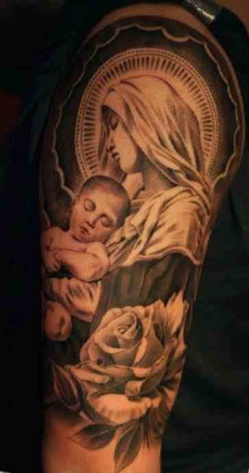 Christian tattos for men Virgin Mary
