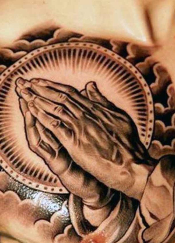 Chritian praying hands tattoos for men
