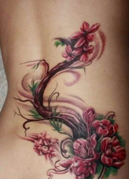 Flower tattoo girls back