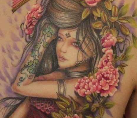 Flowers female tattoo idea