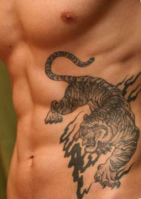 Tattoo with a tiger for a man