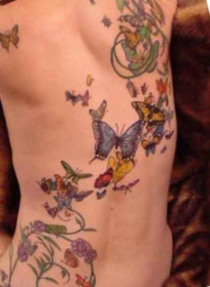 Butterfly & vine tattoo design