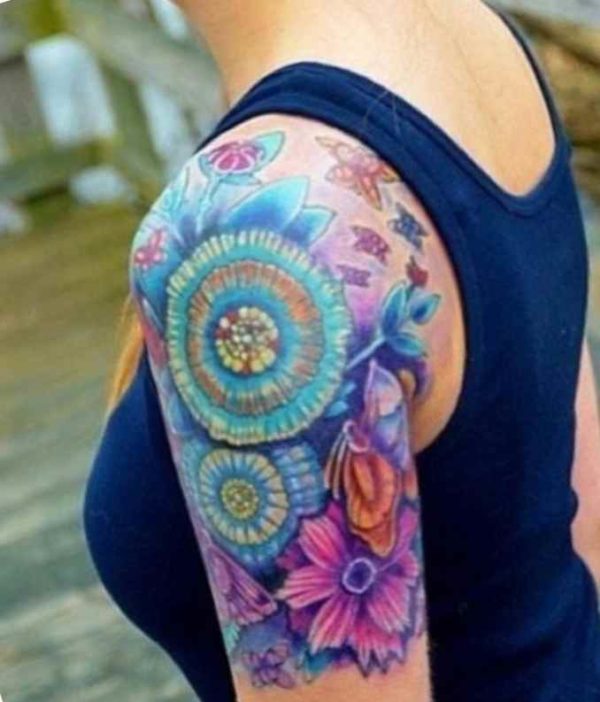 Colorful tattoo sleeve ideas for women