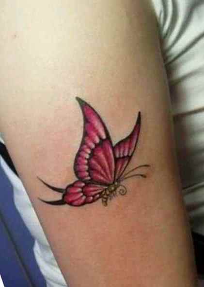 Pink butterfly tattoo