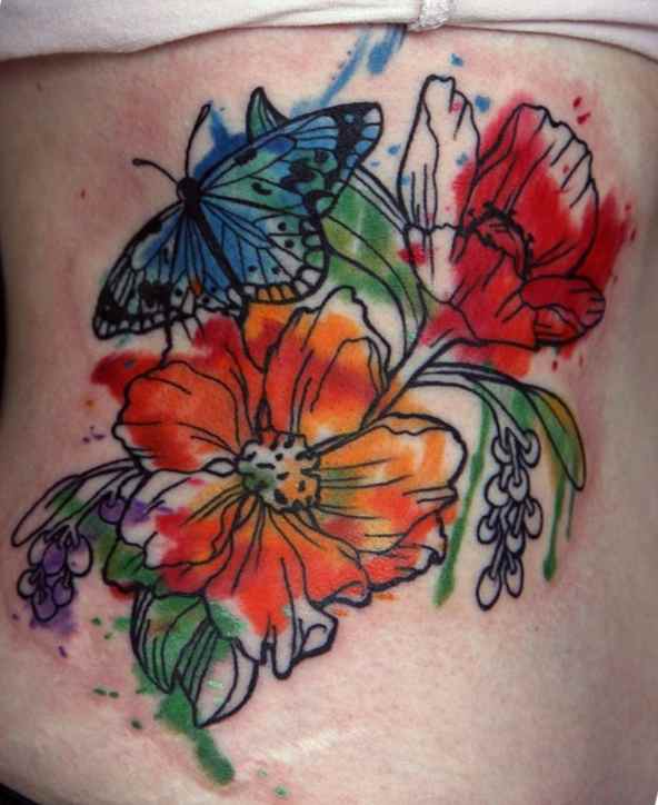 Rainbow butterfly tattoo