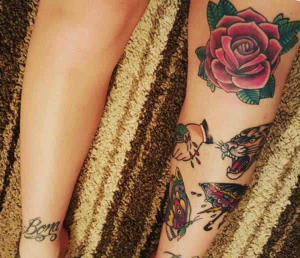 Rose butterfly tattoo design